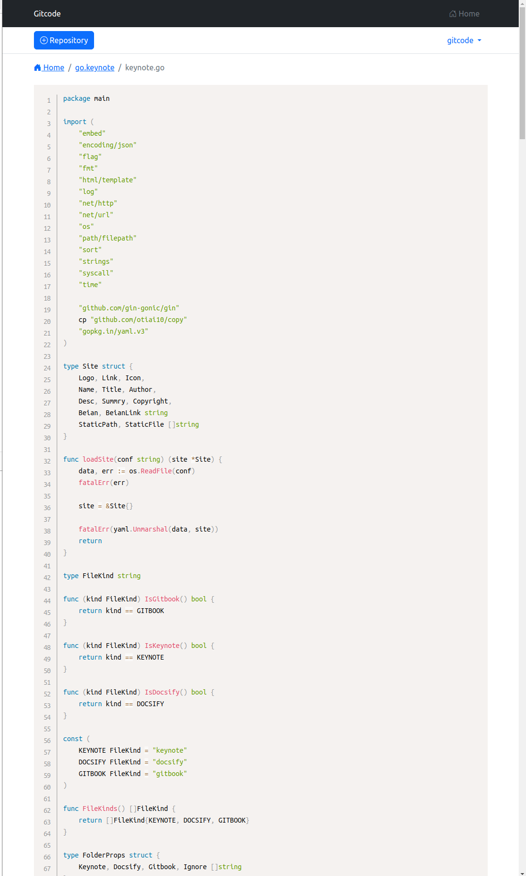 a personal lightweight self hosted git server written in Golang
